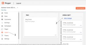 twitter widget to blogger blog - layout page