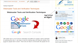 twitter widget to blogger blog - blog post page