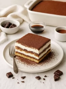 Italian tiramisu dessert served in a café